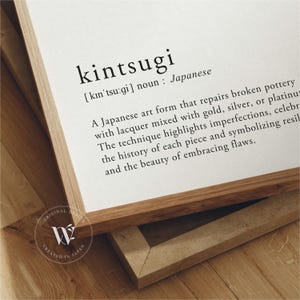 White Minimal Kintsugi Definition Digital Printable Wall Art: Japanese Language Poster image 4
