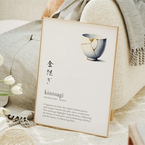 White Kintsugi Definition Digital Printable Wall Art: Japanese Language Poster