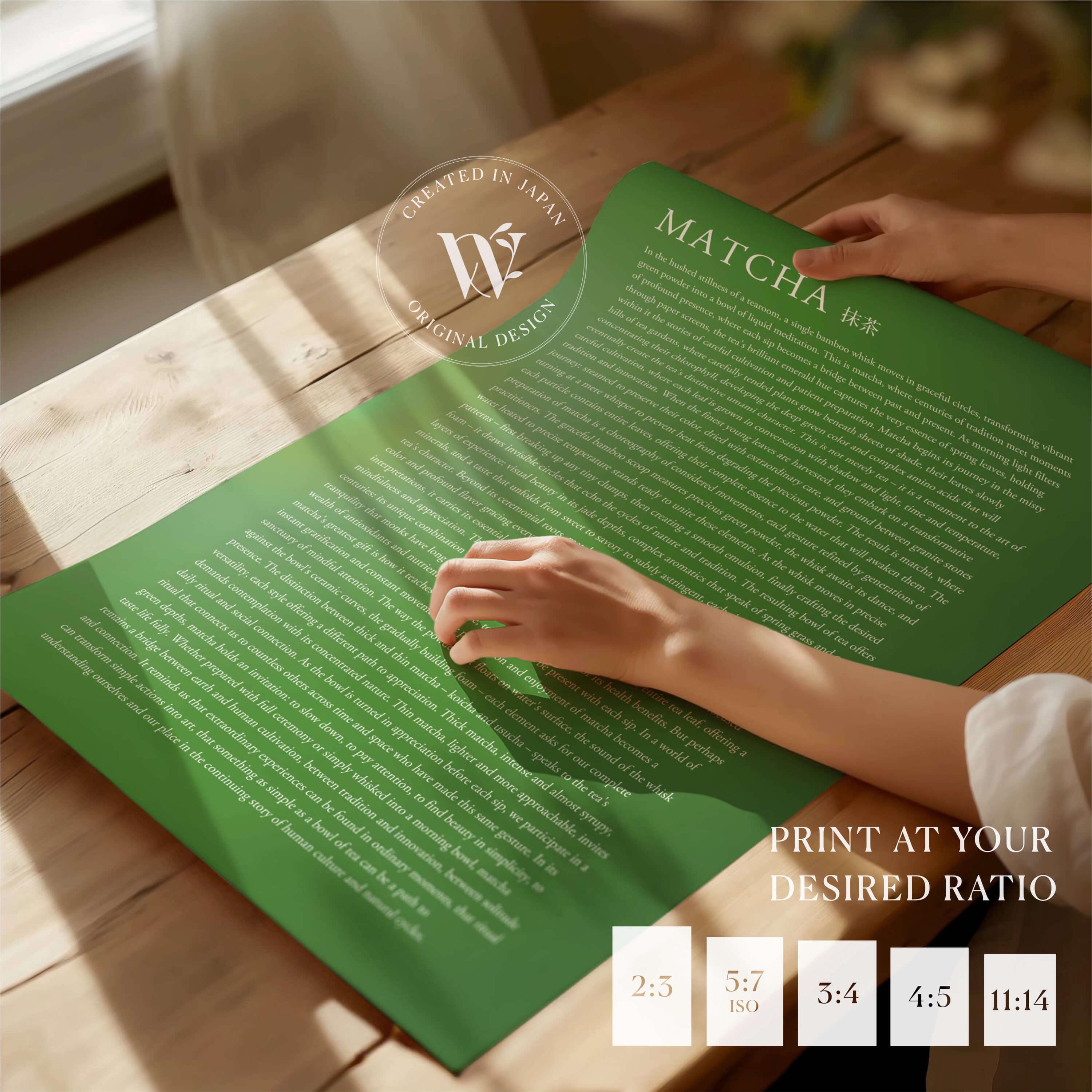 Matcha Long Definition Digital Printable Wall Art: Japanese