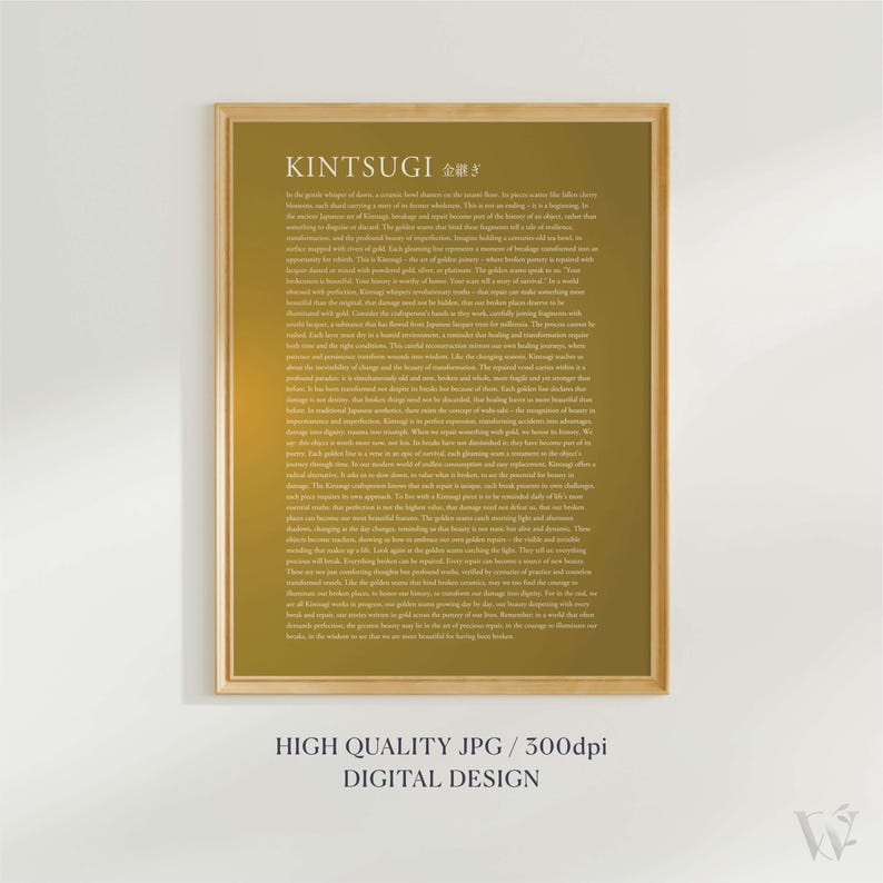 Kintsugi Definition Digital Printable Wall Art: Japanese Language ...