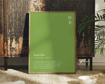 Matcha Definition Digital Printable Wall Art: Japanese Language Green Tea
