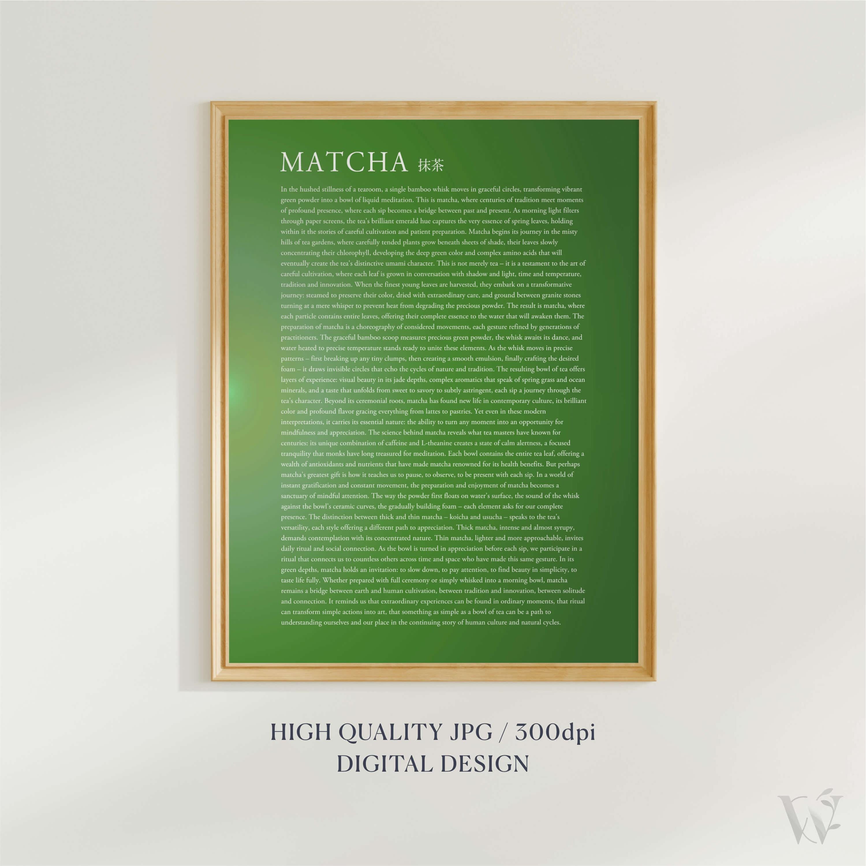 Matcha Long Definition Digital Printable Wall Art: Japanese