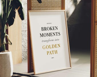 Kintsugi Goldenes Zitat Digital Druckbare Wandkunst: Japanische Sprache Typografie Poster