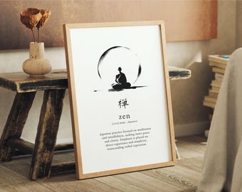 Japanese Shoshin Definition Print, Zen Art, Japan Art, Minimalist