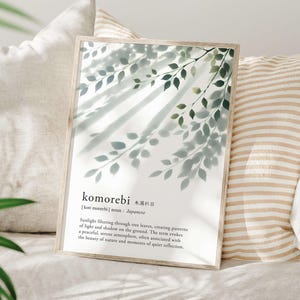 Forest Sunlight Graphic Komorebi Definition Digital Printable Wall Art: Japanese Language Poster