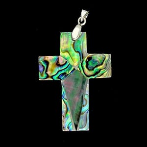 Abalone Mother of Pearl Cross Pendant Sku#M924