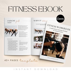 Fitness Ebook Template, Fitness Ebook, Fitness Program Planner, Fitness Yoga Coach, Nutrition Coach, Workout Personal Training, Canva