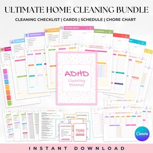 ADHD Cleaning Checklist Printable, Neurodivergent Cleaning Schedule, Simple Daily Weekly Routine, Mental Health Friendly, Cleaning Checklist