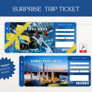 Printable Kennedy Space center Surprise Trip ticket, NASA Space Ticket, Printable Boarding Pass, Editable Vacation Ticket, Admission Ticket