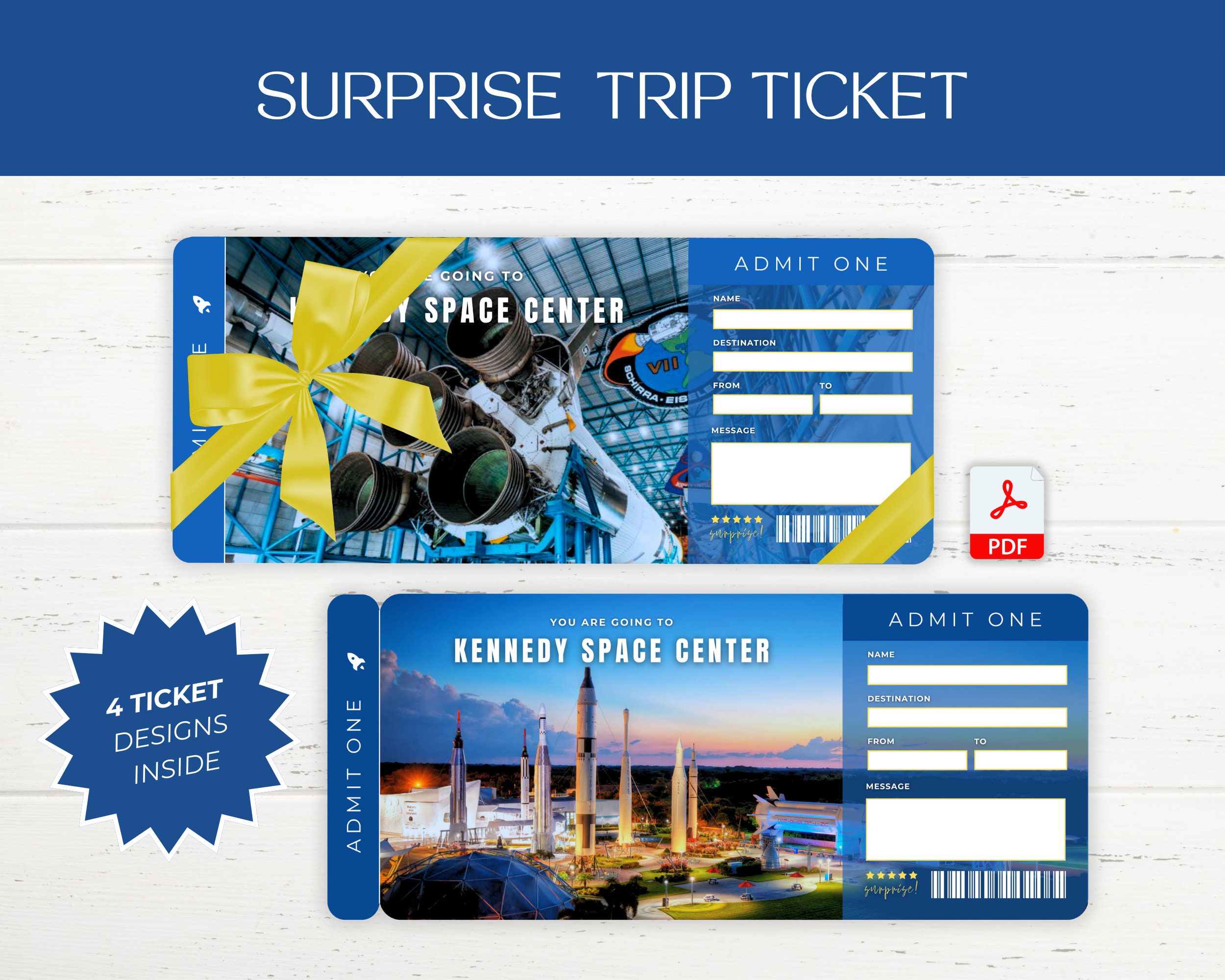 Space Tickets@phone Printable Kennedy Space Center Surprise Trip Ticket, NASA Space Ticket ...