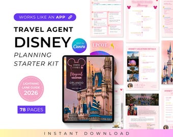 WDW Travel Planning Kit, Disney Itinerary Template, Travel Agent Resources, Editable Client Guide, Digital Travel Organizer, Canva Template