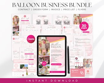 Balloon Artist Business Forms Bundle, Balloon Client Intake Form, Balloon Artist Contract Form, Gift Certificates, Balloon Invoice, Canva