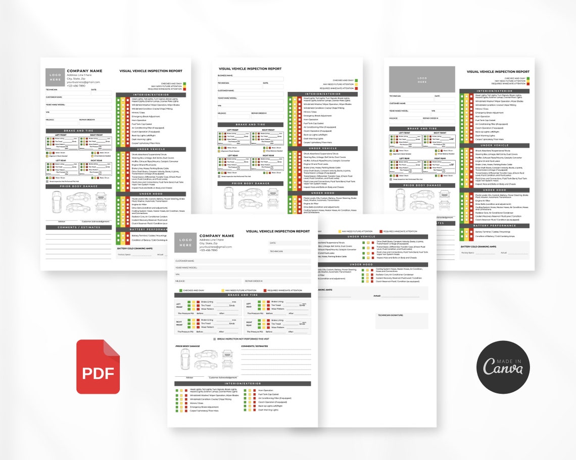 Visual Vehicle Inspection Report | Fillable PDF Multi-point Vehicle ...