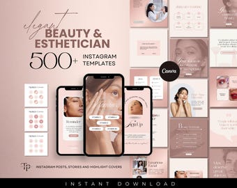 500+ Beauty & Esthetician Instagram Templates, Editable Skincare Instagram Posts, Skincare Social Media Templates, Estheticians Canva