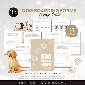 Dog Boarding Forms Template Bundle, Dog/Pet Boarding Business Forms, Client Intake Form, Contract Agreement, Pricelist, Invoice, Canva