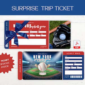 Digitales New York Colors Surprise Ticket Geschenk, NY Baseball Game Ticket, Baseball Game Surprise Gift Ticket, bearbeitbares Sport Geschenkticket