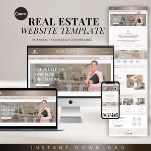 Real Estate Website Template, Editable Customizable Realtor Website Design, Digital Realtor Marketing, Real Estate Branding, Canva template