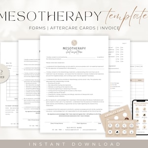 Mésothérapie, Formulaires de soins de la peau, Consultation du visage, Formulaires d'admission du visage, Formulaire de consentement du visage, Formulaires modifiables de spa, Formulaires d'esthétique, Soins de suivi