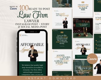 Law Firm Lawyer IG Post Template, Law Firm Social Media Templates, Attorney Instagram Post, Law Practice Marketing Branding Post, Canva