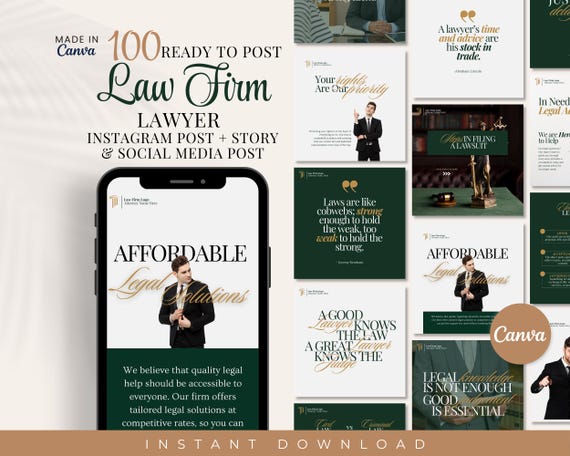 Law Firm Lawyer IG Post Template, Law Firm Social Media Templates, Attorney Instagram Post, Law Practice Marketing Branding Post, Canva