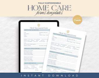 12 CANVA Home Care Business Templates Bundle, Professional Agency Forms, Caregiving Daily Operations, Non-Medical, Printable Forms Template