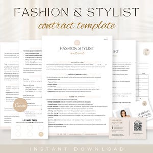 Contrato de estilista de moda Canva, contrato de serviço de estilista pessoal, contrato de estilista de guarda-roupa, contrato de cliente estilista, negócio de estilista