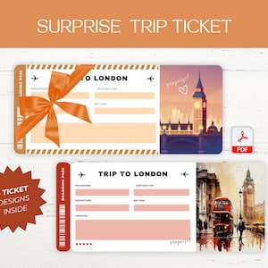 Digital LONDON Surprise Trip Gift Ticket, LONDON Printable Boarding Pass, You&#39;re Going to London! - Printable Boarding Pass, Vacation Ticket