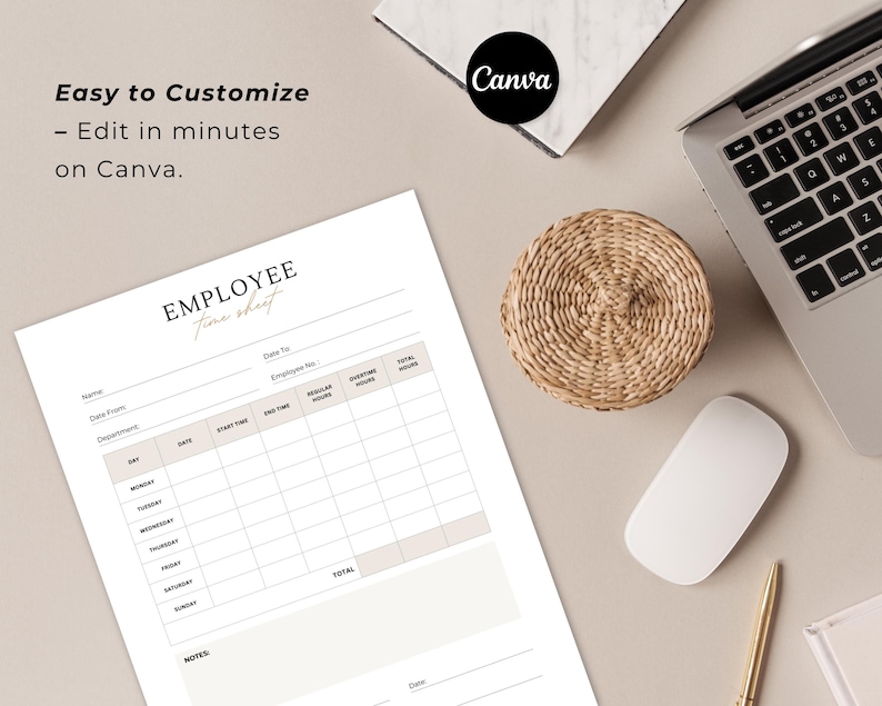 Employee Time Sheet, Editable Time Sheet, Timecard, Printable Timesheet ...