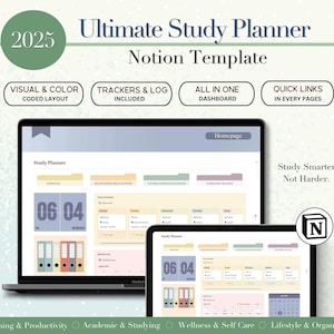 Study Notion Planner, Notion Template Student, Notion Dashboard, Student Planner For Productivity And Organization, School Student Planner