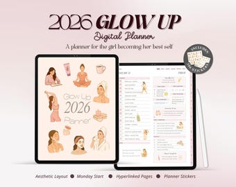 2026 Glow Up Planner, Daily Life Organizer, Minimalist Wellness Journal, Mindful Productivity Planner