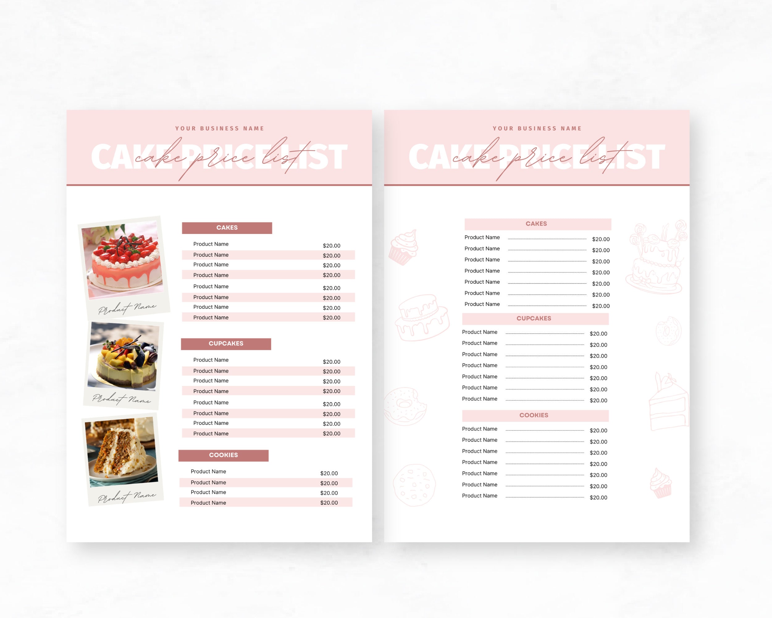 BAKERY PRICE LIST Price List Template Bakery Bakery Menu Template