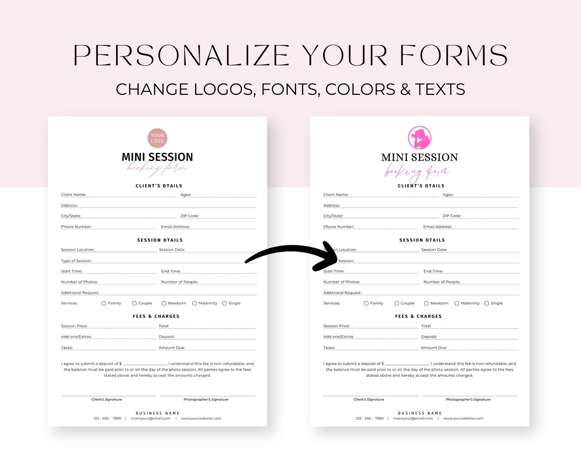 Editable Mini Session Photography Contract Template. Mini Session ...
