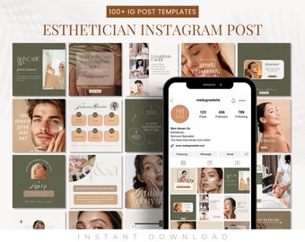 スキンケアInstagramテンプレート｜エステティシャンInstagramテンプレート｜メディカルスパテンプレート｜スキンケアソーシャルメディア投稿｜Canva｜ニキビ、スキンケア投稿