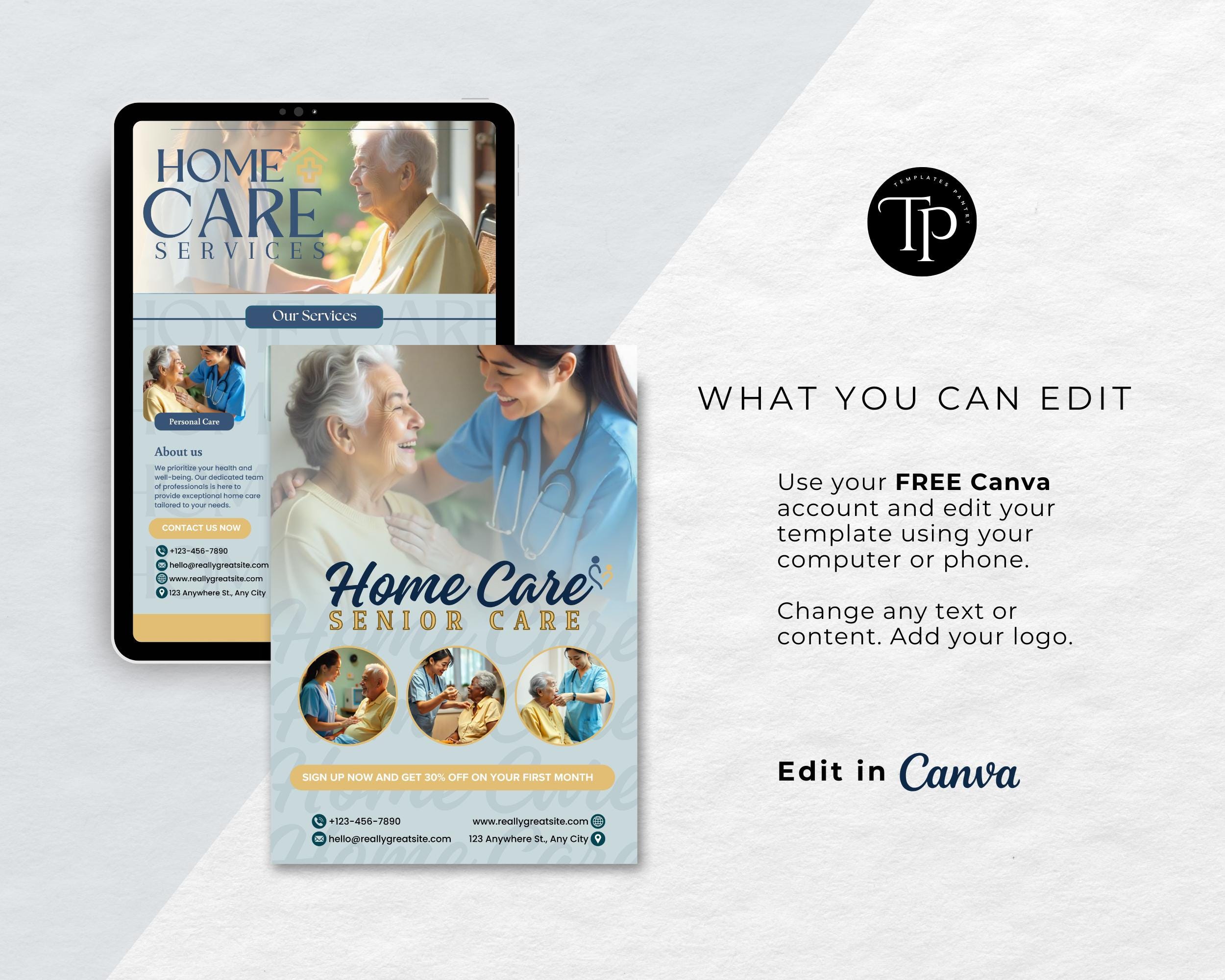 8 Designs Senior Care Services Flyer Template, Home Care Service Flyer ...