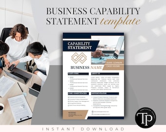 Business Capability Statement Template, Business Document, Contracting Business, Corporate Flyer, Construction Business Document, Canva