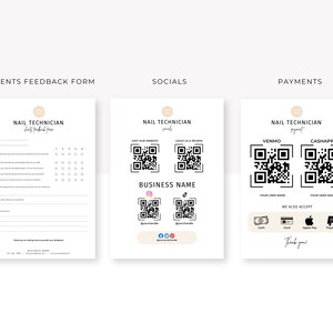 May include: A white feedback form for nail technicians with a section for client feedback and a section for additional comments. The form also includes a section for the business name and contact information. The form is designed to help nail technicians gather feedback from their clients and improve their services.