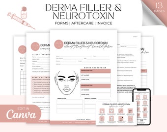 Filler, Botox, Botulintoxin, Konsultationsblanketter, Samtyckesblankett, Råd om eftervård, Estetikerblanketter, Intagningsblanketter för estetiker, Avstående