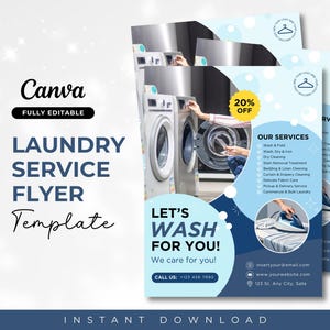 Wäscherei-Services-Flyer-Vorlage, Wäscherei-Business-Promo-Flyer, DIY-Flyer-Vorlagendesign, Trockenreinigung-Flyer, kommerzieller Wäscherei-Shop-Flyer