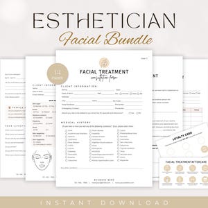 Modelo de formulário de pacote de tratamento facial de esteticista, formulários de consulta facial, formulários de admissão facial do paciente, formulários de negócios de cuidados com a pele, Canva
