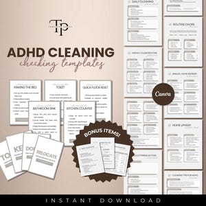 ADHS Reinigungs-Planer Checkliste Vorlage, Putz-Planer, Putz-Planer, Putz-Planer, Haushalts-Planer, Canva