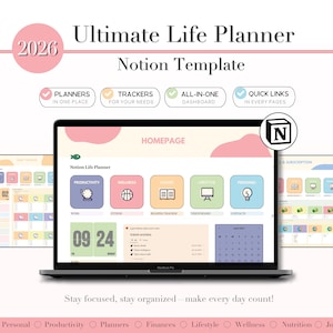 Colorful Ultimate Notion Planner Pre-made Template, The Ultimate Notion Planner, Notion Planner, Life Notion Planner, Colors, Colourful