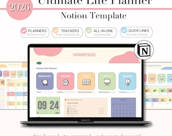Colorful Ultimate Notion Planner Pre-made Template, The Ultimate Notion Planner, Notion Planner, Life Notion Planner, Colors, Colourful