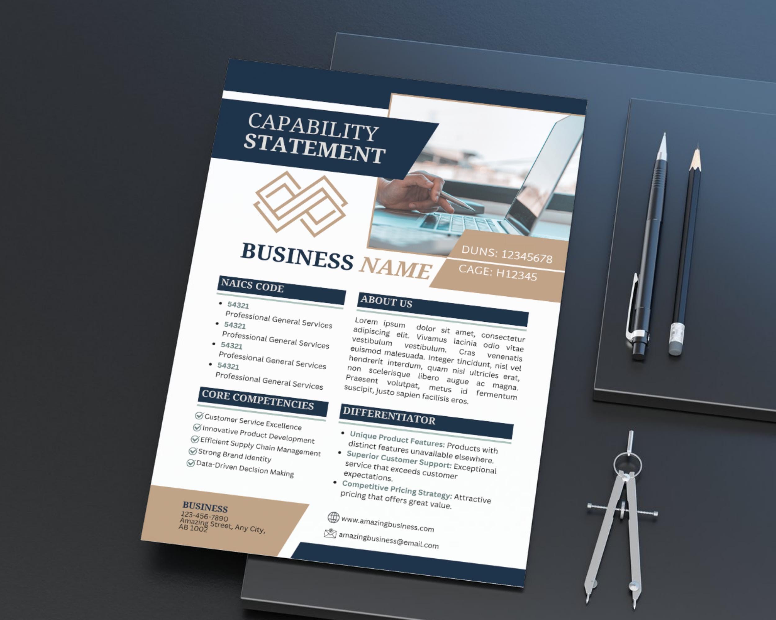 Business Capability Statement Template, Business Document, Contracting ...