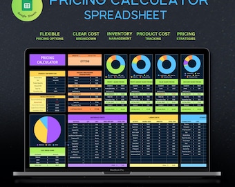Hoja de cálculo para calcular precios, plantilla de hoja de cálculo de Google para calcular precios de productos hechos a mano, calculadora de precios de productos, guía de precios, hoja de cálculo de precios