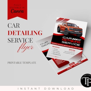 Modelo de folheto de serviço de detalhamento de automóveis, folheto de detalhamento de automóveis, serviços automotivos automotivos, folheto comercial Canva, folheto de mídia social