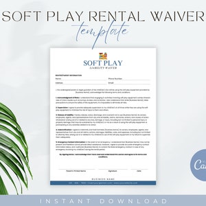 Soft Play Waiver Form | Indoor Playground Release of Liability Template | Soft Play Equipment Rental Business | Editable and Printable