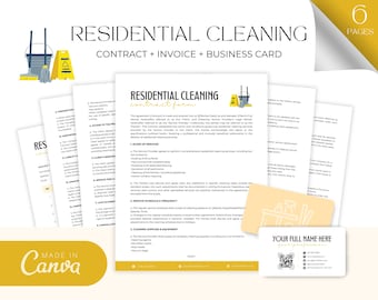 Residential Cleaning Contract, Cleaning Company Services Agreement, Cleaning Invoice Template, Home Cleaner Contract Forms, Instant Download