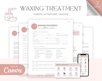 Formularios de tratamiento de depilación: paquete de formularios editables de esteticista, formularios de consentimiento de depilación, consulta de depilación, formularios de spa, formularios de cuidado de la piel, cuidado posterior