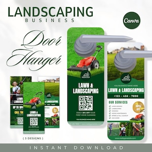 Lawn Services Business Door Hanger Template, Mowing Service Flyer, Landscaping Service Flyer, Door Hanger, Lawn Service Marketing, Canva