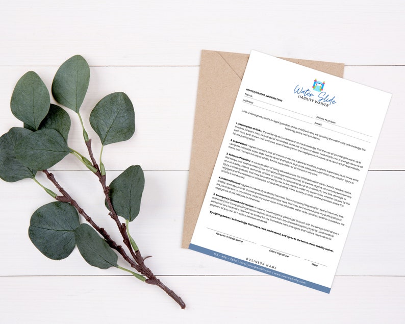 Inflatable Water Slide Liability Waiver, Waterslide Consent Form